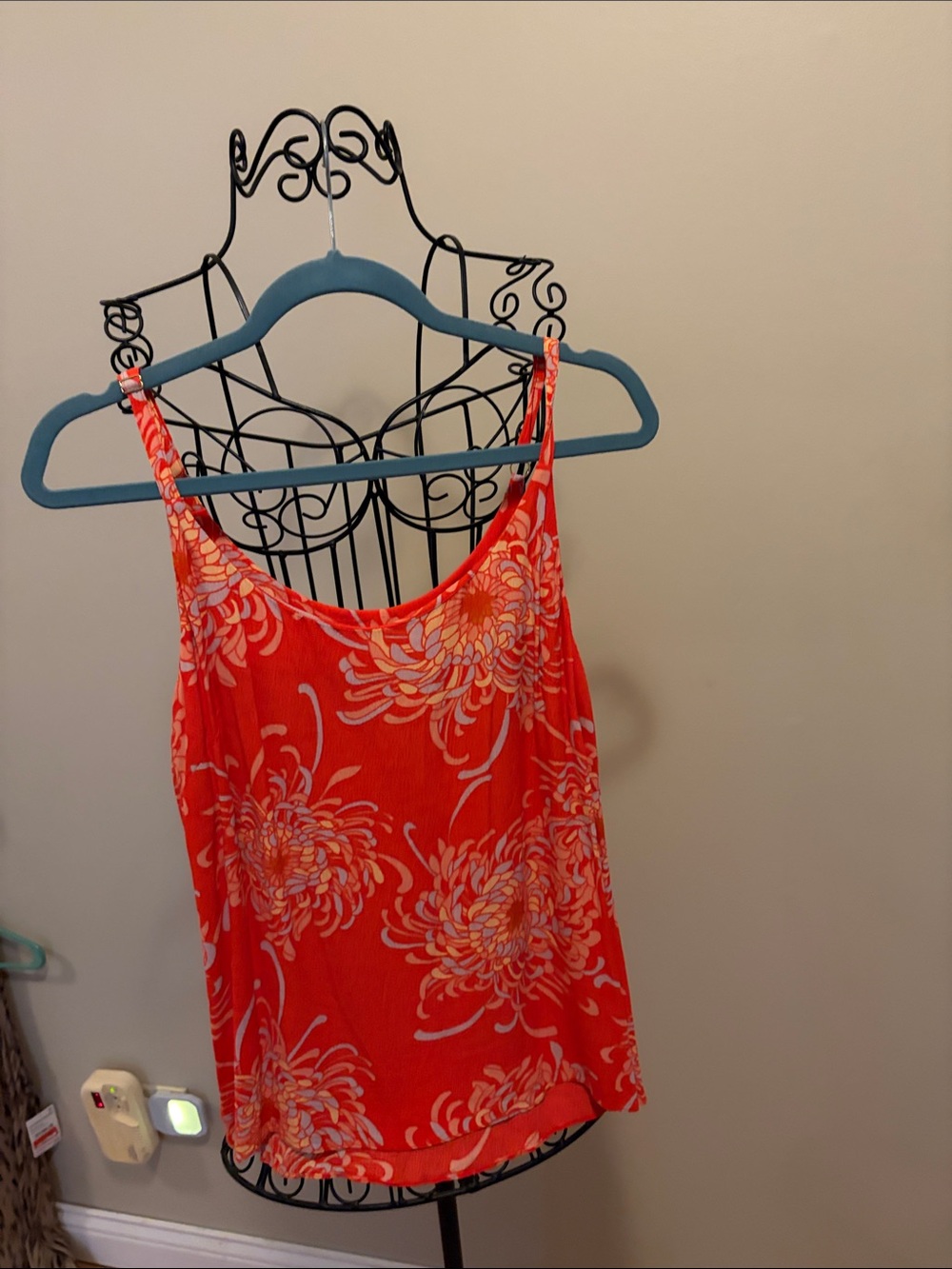 CAbi Orange Floral Camisole Tank with Spaghetti Straps